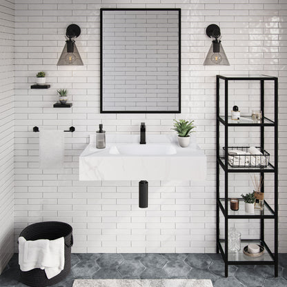 Swiss Madison, Avancer 36'' Wall Mount Sink In White Marble
