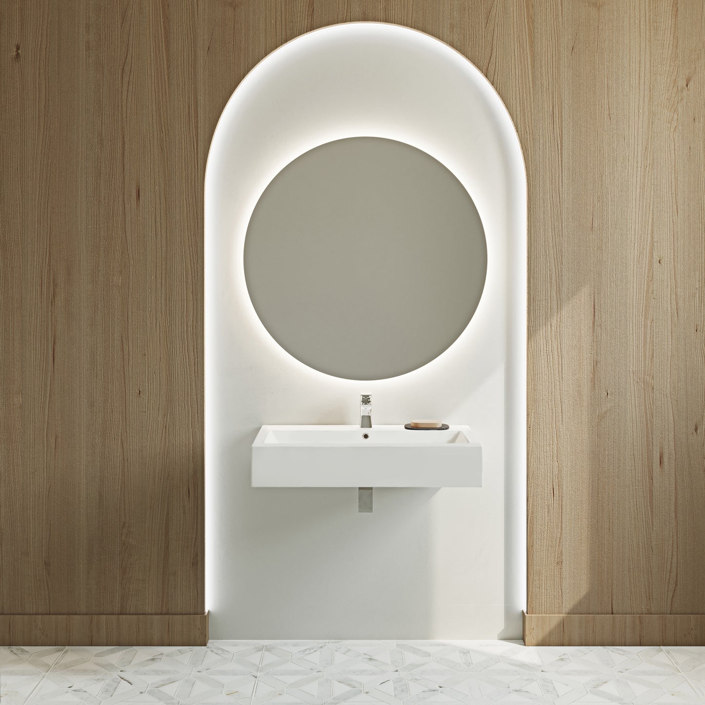 Swiss Madison, Voltaire Wide Rectangle Wall-Mount Sink in Shiny White