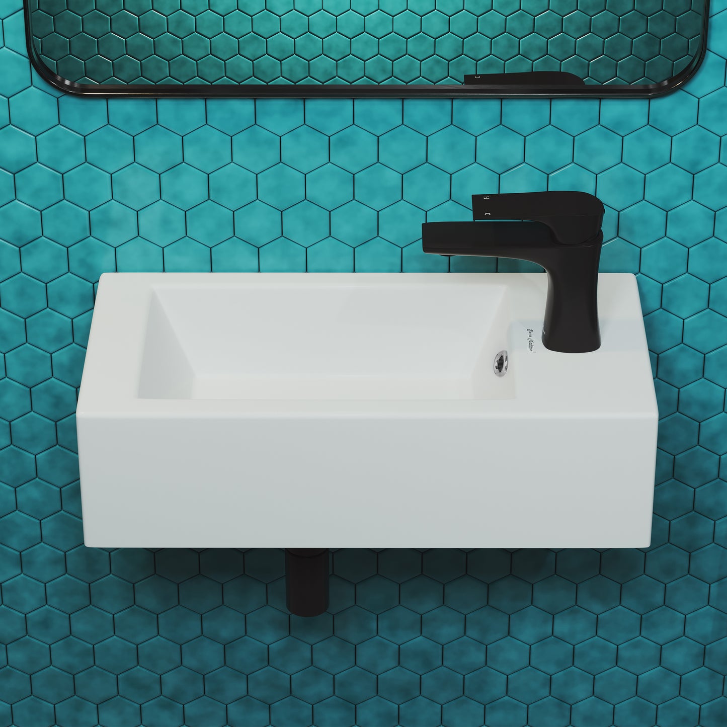 Swiss Madison, Voltaire 19.5 x 10 Rectangular Ceramic Wall Hung Sink with Right Side Faucet Mount