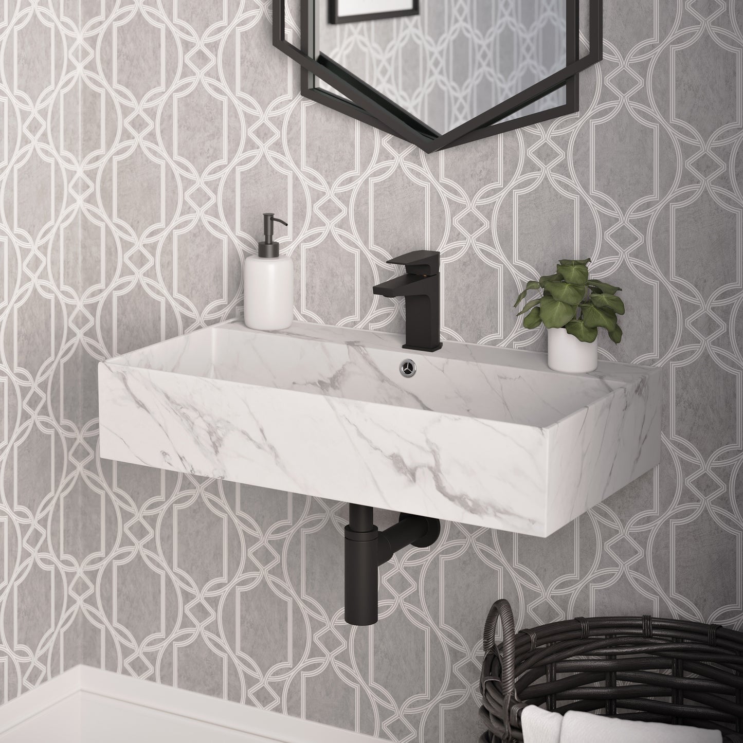 Swiss Madison, Claire 22" Rectangle Wall-Mount Bathroom Sink in White Marble