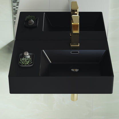 Swiss Madison, St. Tropez 24 x 18 Ceramic Wall Hung Sink with Right Side Mount, Matte Black