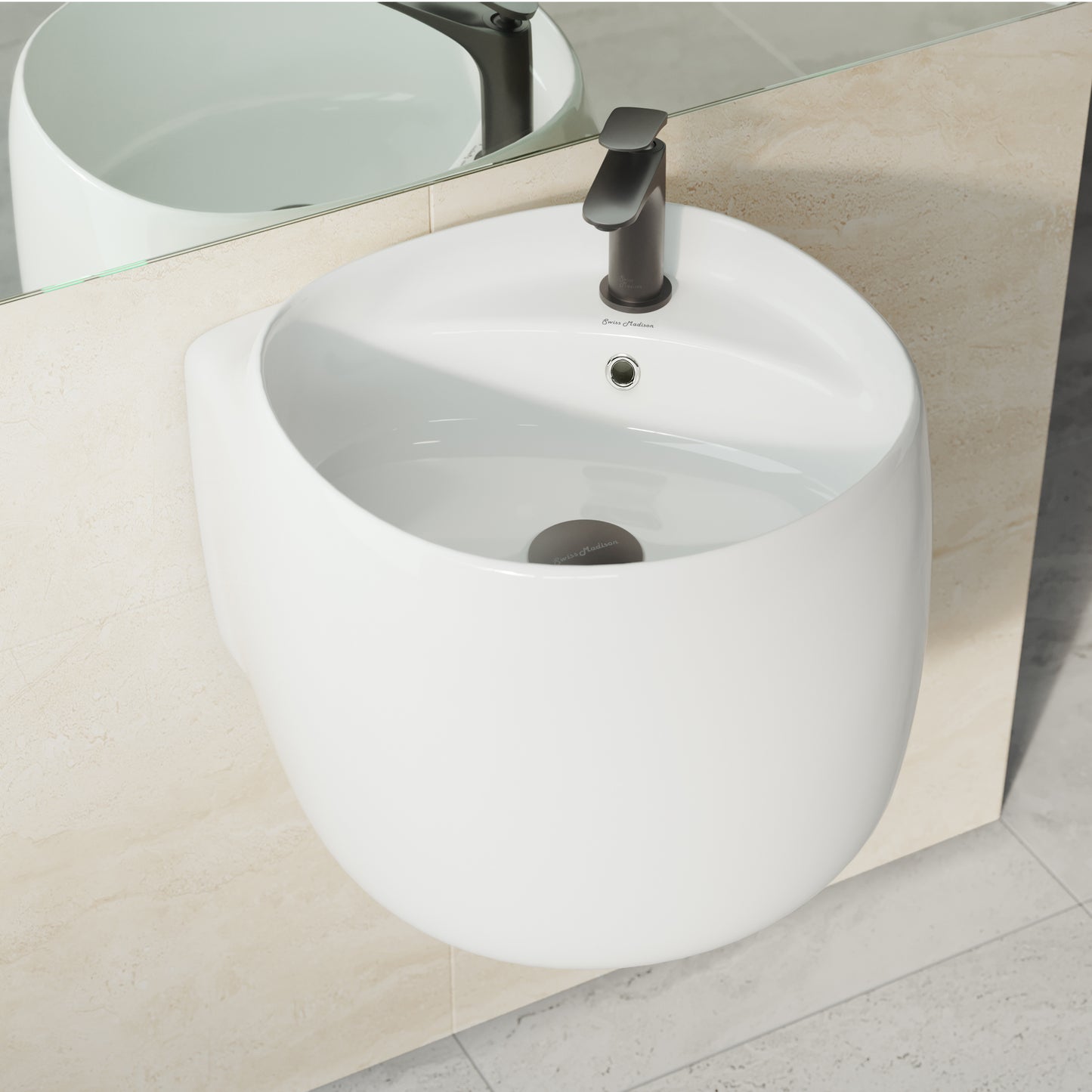 Swiss Madison, Ivy 18 in. Ceramic Glossy White Wall Mount Sink