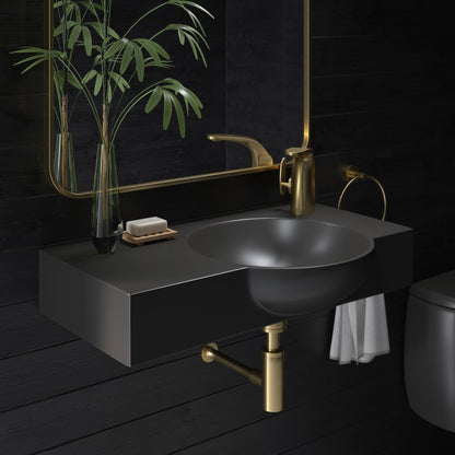 Swiss Madison, Chateau 30" Right Side Faucet Wall-Mount Bathroom Sink in Matte Black