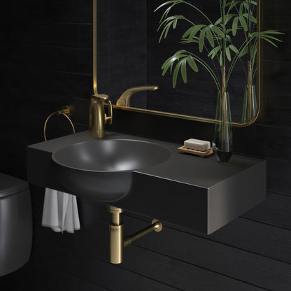 Swiss Madison, Chateau 30" Left Side Faucet Wall-Mount Bathroom Sink in Matte Black
