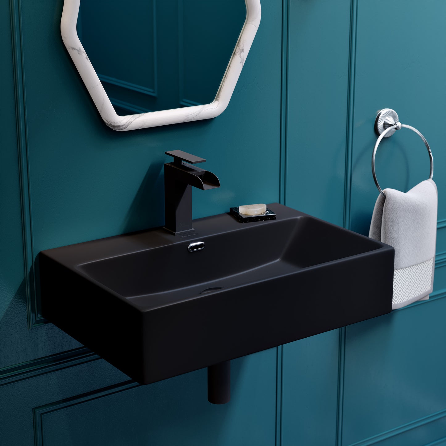 Swiss Madison, Claire 24" Rectangle Wall-Mount Bathroom Sink in Matte Black