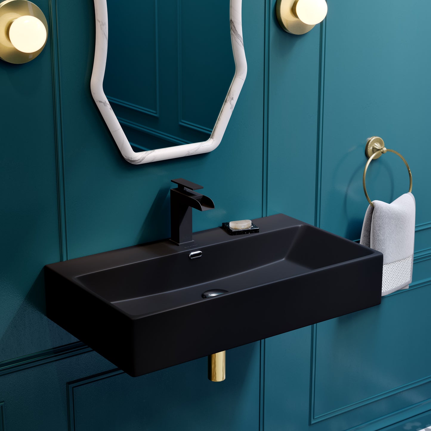 Swiss Madison, Claire 30" Rectangle Wall-Mount Bathroom Sink in Matte Black