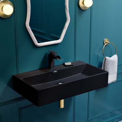 Swiss Madison, Claire 30" Rectangle Wall-Mount Bathroom Sink in Matte Black