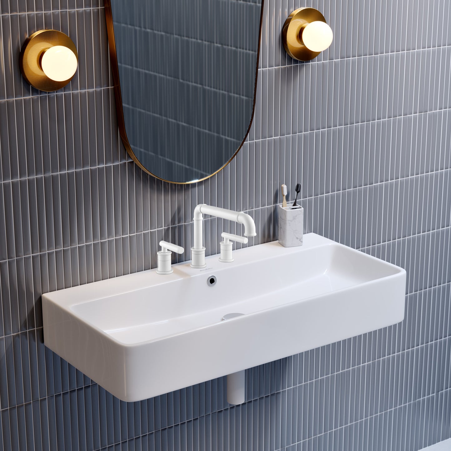 Swiss Madison, Carre 36" Wall-Mount Bathroom Sink with 8" Widespread Holes