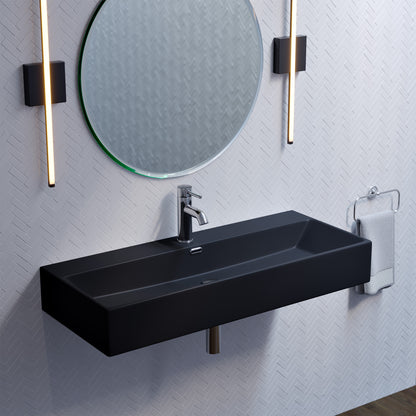 Swiss Madison, Claire 40" Rectangle Wall-Mount Bathroom Sink in Matte Black