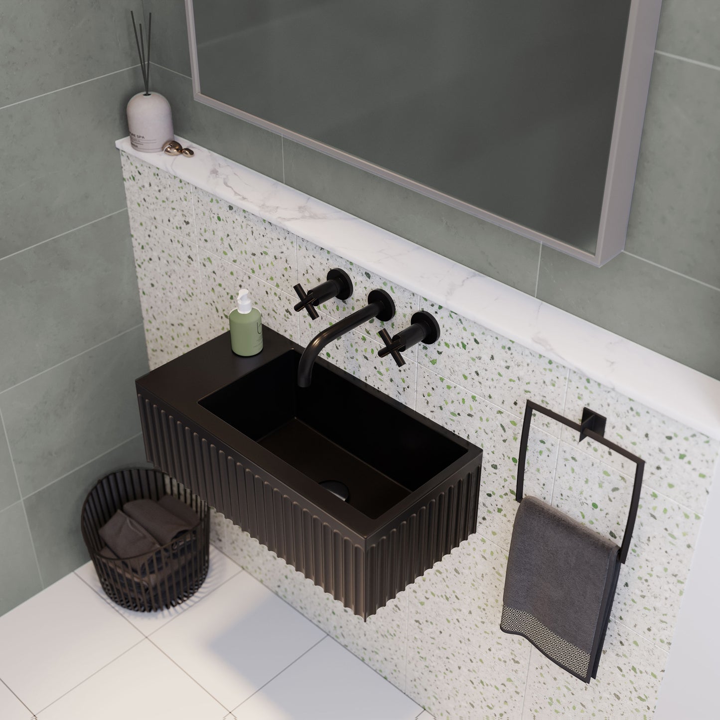 Swiss Madison, Delice 24" Rectangle Wall-Mount Bathroom Sink in Matte Black