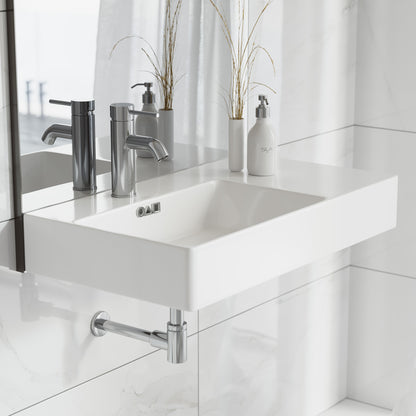 Swiss Madison, St. Tropez 30" Rectangle Wall-Mounted Sink with Left Side Faucet Mount