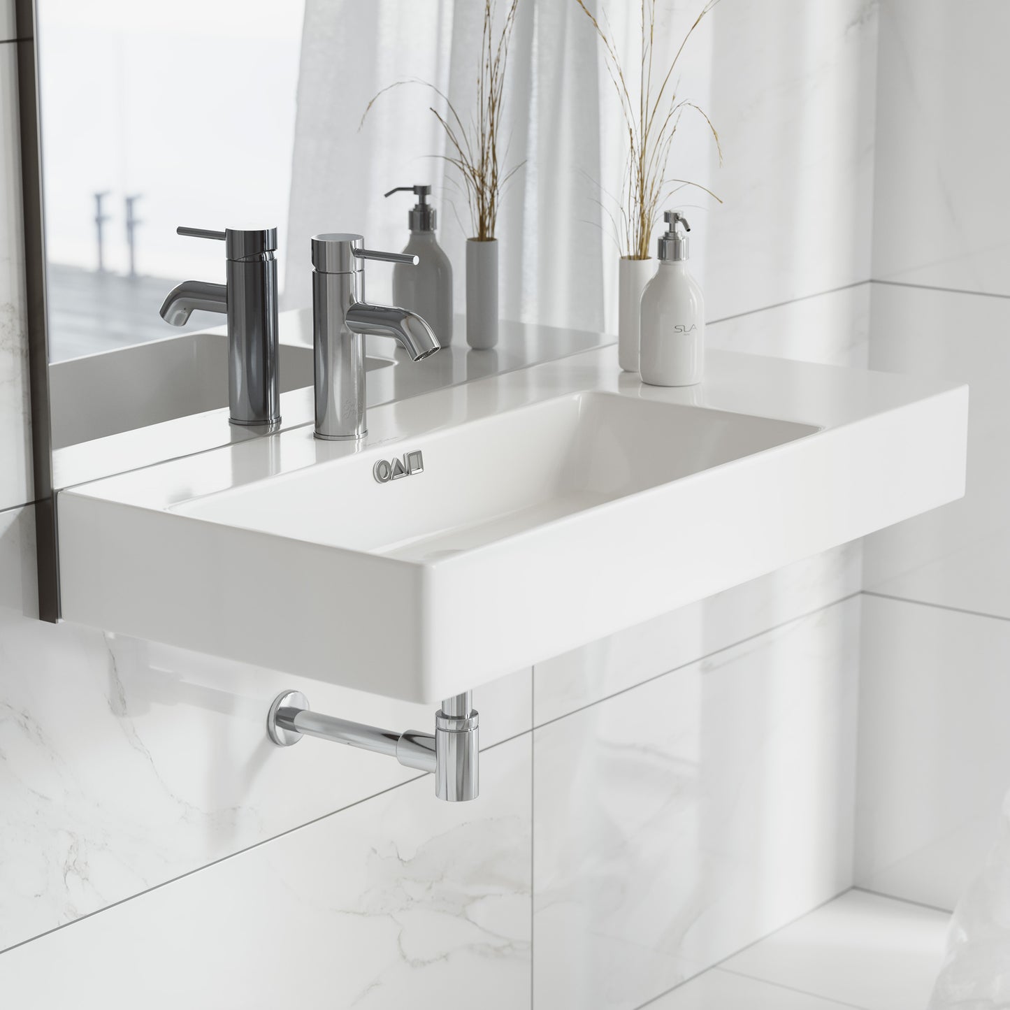 Swiss Madison, St. Tropez 36" Rectangle Wall-Mounted Sink with Left Side Faucet Mount