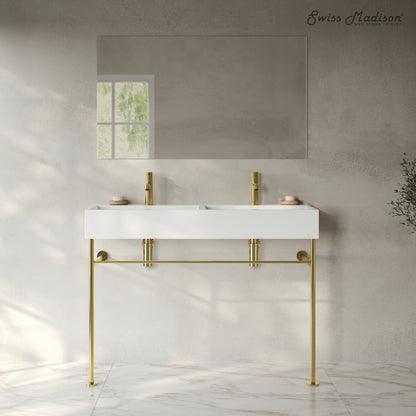 Swiss Madison, Claire 48" Double Basin Console Sink with Glossy Gold Legs