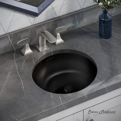 Swiss Madison, Monaco 16" Ceramic Undermount Bathroom Sink in Matte Black