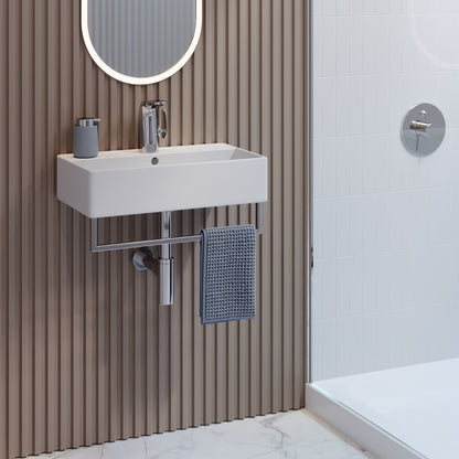 Swiss Madison, Claire 22" Wall-Mount Bathroom Sink with Silver Towel Bar