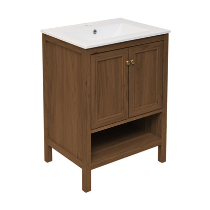 Swiss Madison, Chateau 24" Freestanding Bathroom Vanity in Brown Oak with Sink Top