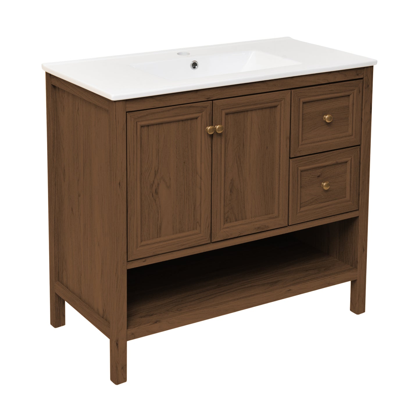 Swiss Madison Chateau 36-inch freestanding bathroom vanity in Brown Oak — view 6