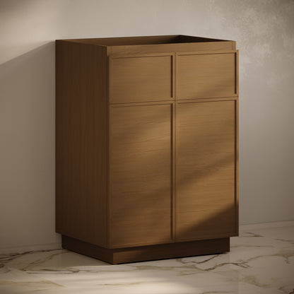 Swiss Madison, St. Tropez 24" Freestanding Bathroom Vanity Cabinet without Top in Brown Oak