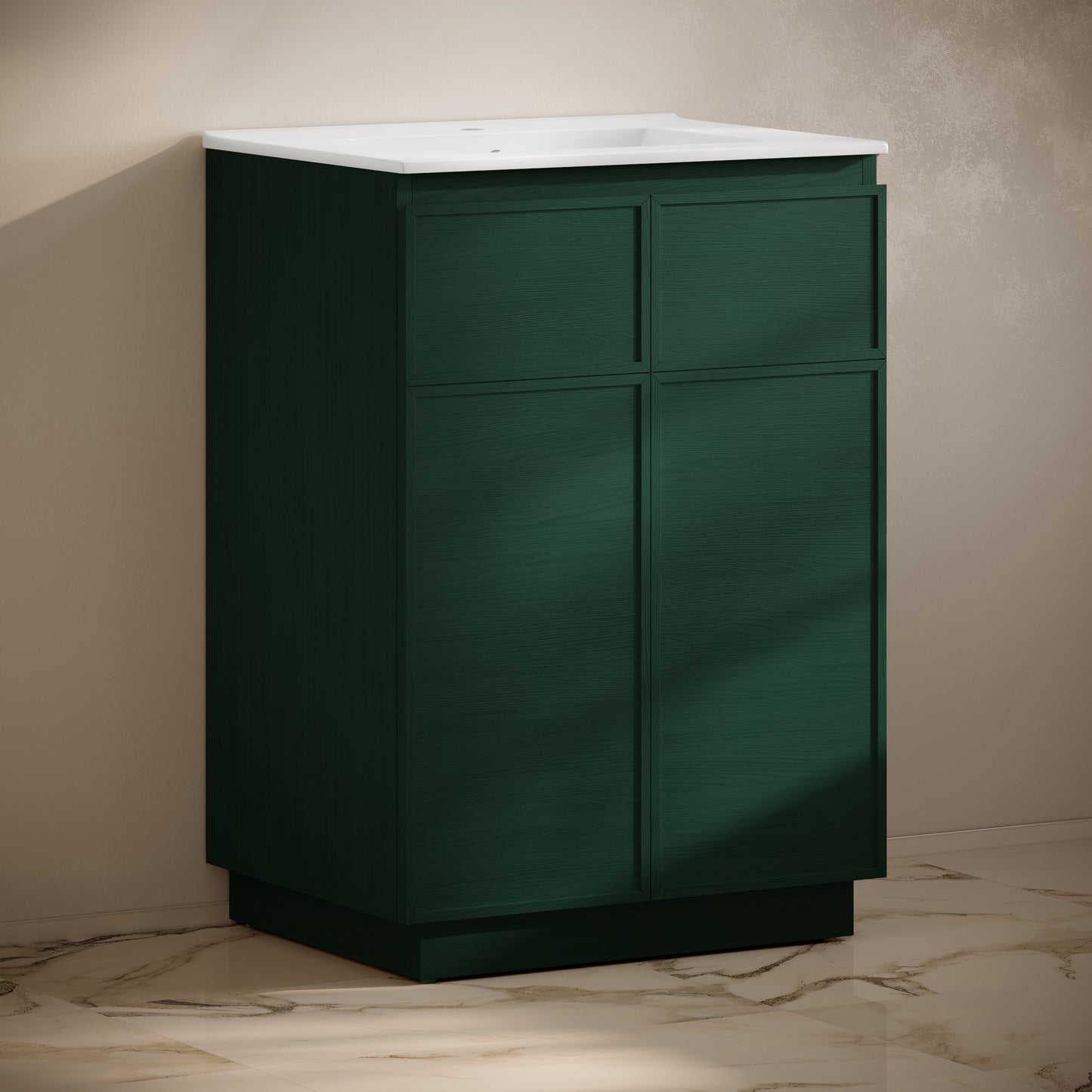 Swiss Madison, St. Tropez 24" Freestanding Bathroom Vanity in Green Oak with Sink Top