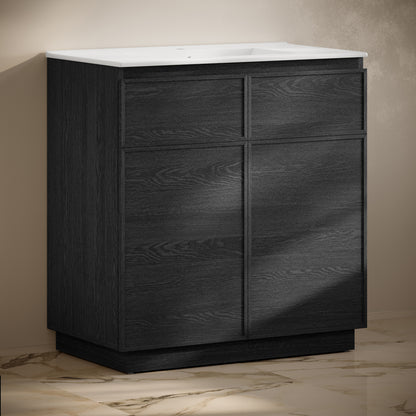 Swiss Madison, St. Tropez 36" Freestanding Bathroom Vanity in Black Oak with Sink Top