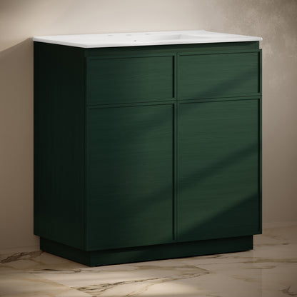 Swiss Madison St. Tropez 36-inch freestanding bathroom vanity in Green Oak — view 2