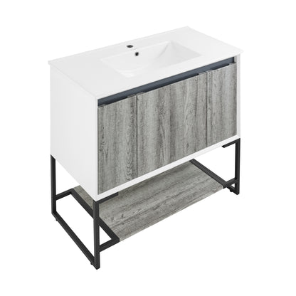 Swiss Madison Marseille 36-inch freestanding bathroom vanity in Gray Oak — view 8