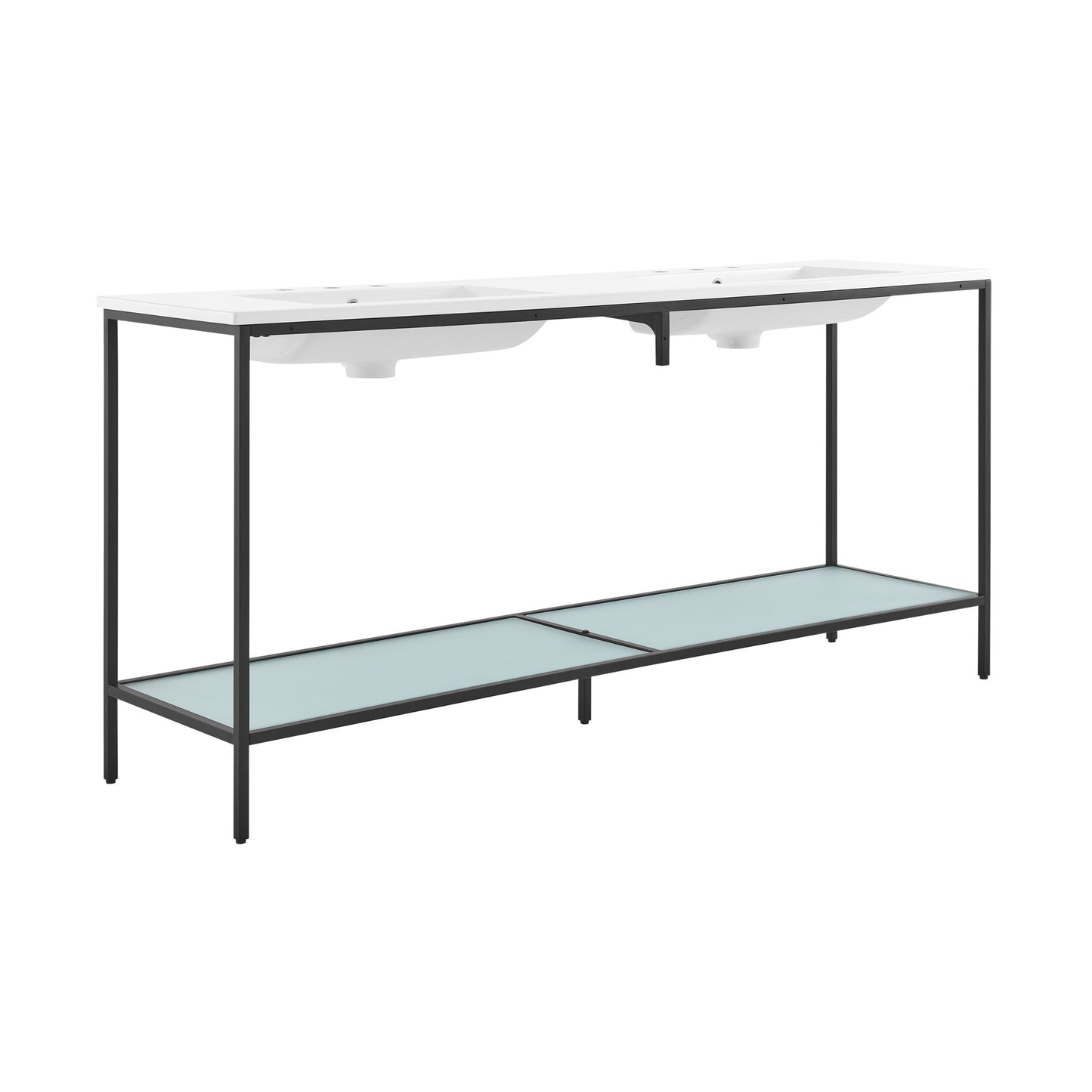 Swiss Madison, Pierre 72 Double, Freestanding, Open Shelf, Matte Black Metal Frame Bathroom Vanity