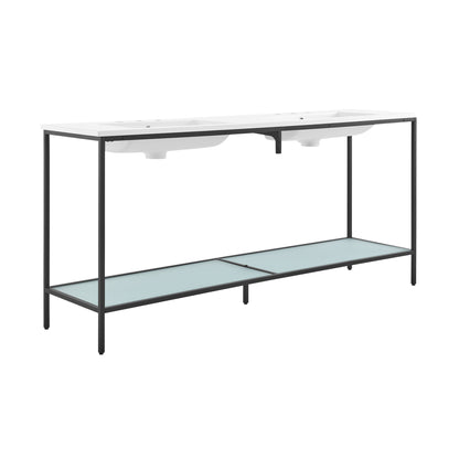 Swiss Madison, Pierre 72 Double, Freestanding, Open Shelf, Matte Black Metal Frame Bathroom Vanity