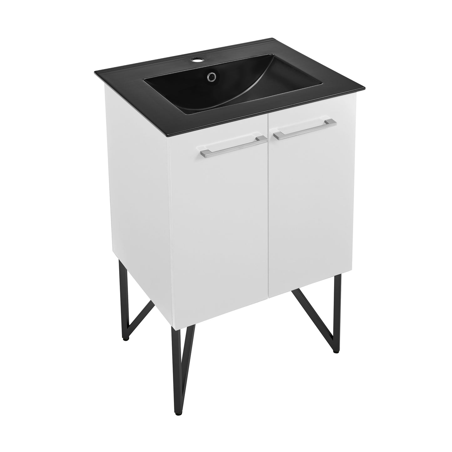 Swiss Madison, Annecy 24 in. White Bathroom Vanity With Black Ceramic Sink Top