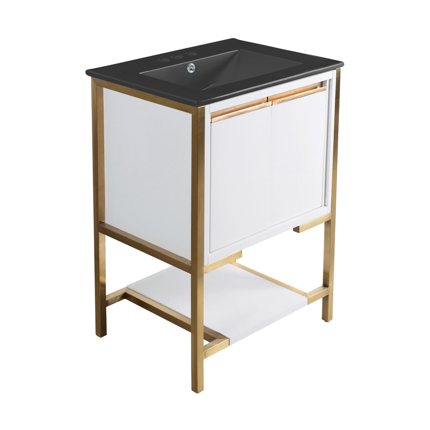 Swiss Madison, Marseille 24 in. White Bathroom Vanity With Black, 3-Hole Ceramic Sink Top