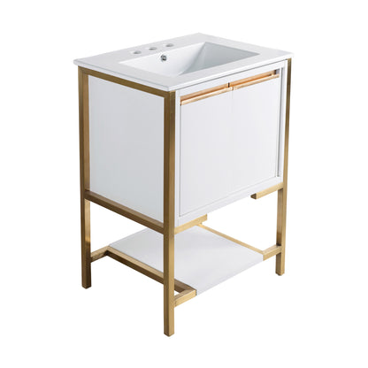 Swiss Madison, Marseille 24 in. White Bathroom Vanity With White, 3-Hole Ceramic Sink Top