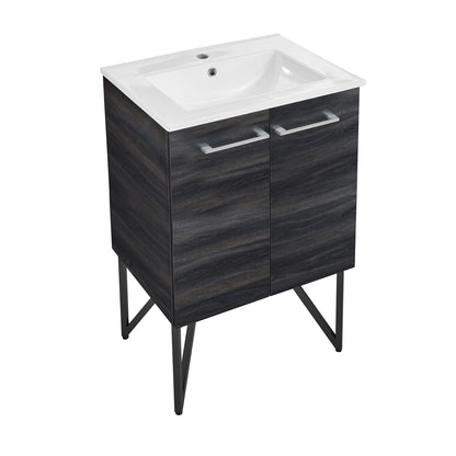 Swiss Madison, Annecy 24" Freestanding Bathroom Vanity in Black Walnut with Sink Top