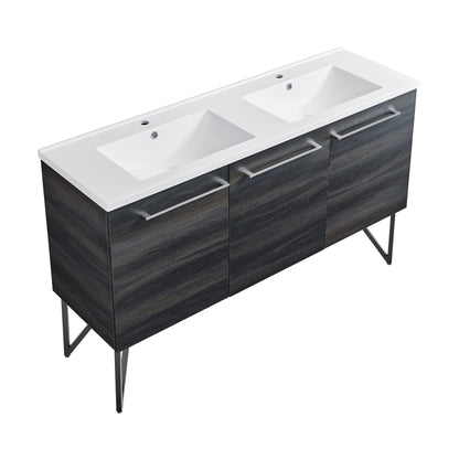 Swiss Madison, Annecy 60" Freestanding Bathroom Vanity in Black Walnut with Sink Top