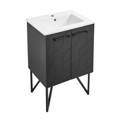 Swiss Madison, Annecy 24" Freestanding Bathroom Vanity in Phantom Black with Sink Top