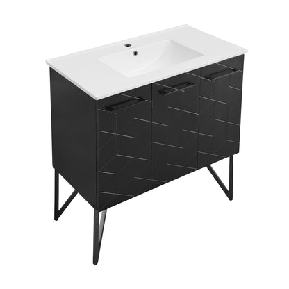 Swiss Madison, Annecy 36" Freestanding Bathroom Vanity in Phantom Black with Sink Top