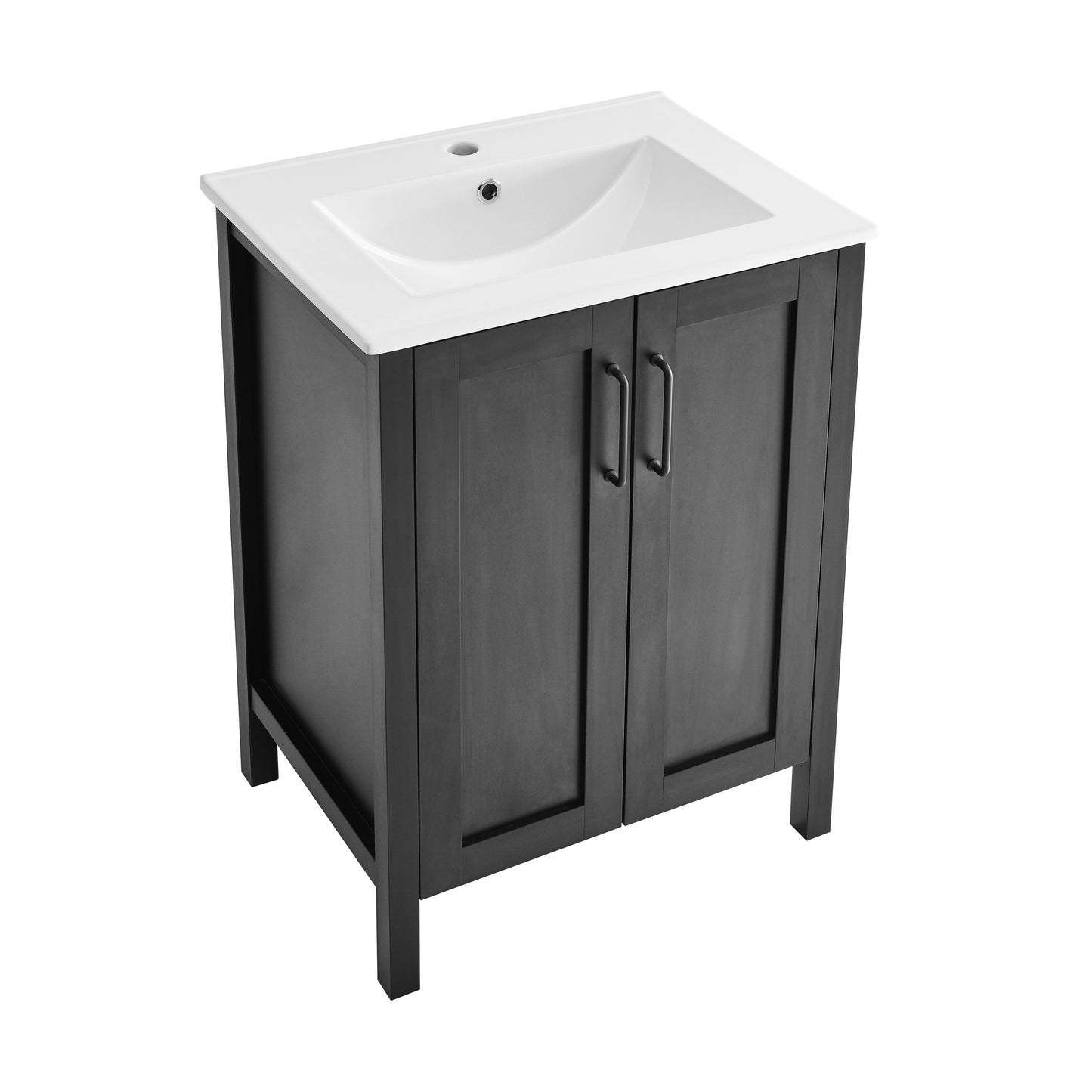 Swiss Madison, Avallon 24" Freestanding Bathroom Vanity in Black with Sink Top