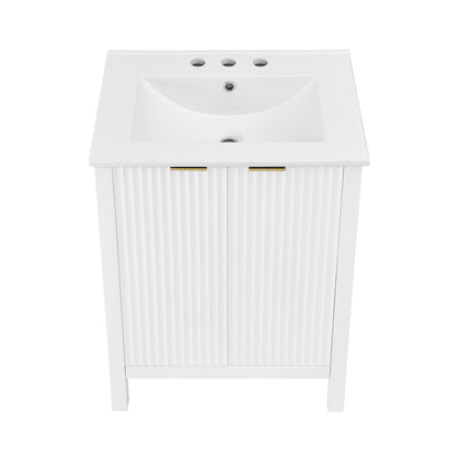 Swiss Madison, Bastille 24 in. White Bathroom Vanity With White, 3-Hole Ceramic Sink Top