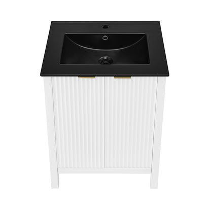 Swiss Madison, Bastille 24 in. White Bathroom Vanity With Black Ceramic Sink Top