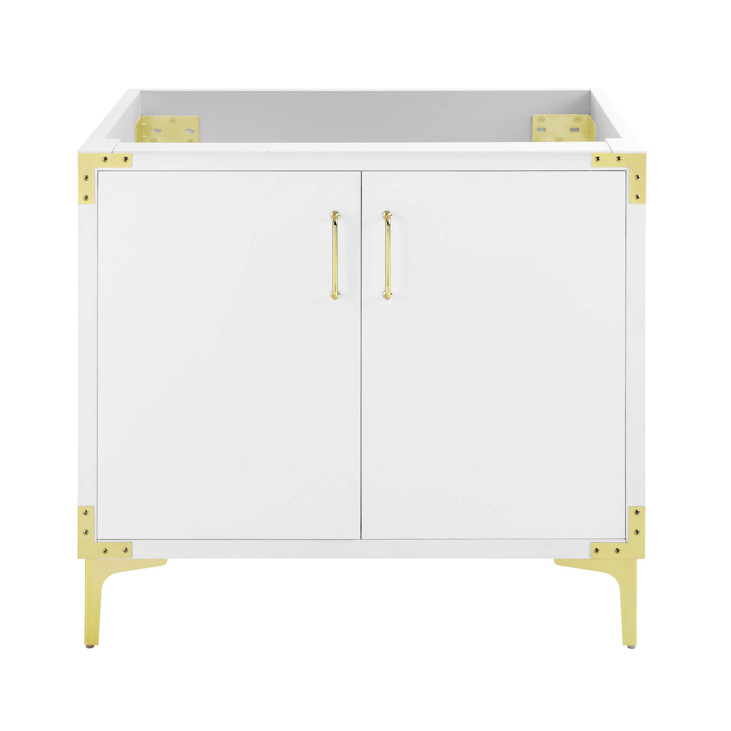 Swiss Madison, Voltaire 36" Single, Bathroom Vanity in White with Gold Hardware - Cabinet Only
