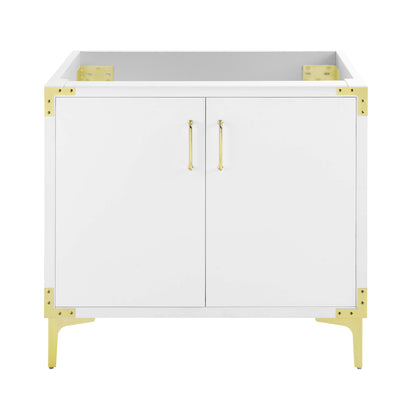 Swiss Madison, Voltaire 36" Single, Bathroom Vanity in White with Gold Hardware - Cabinet Only