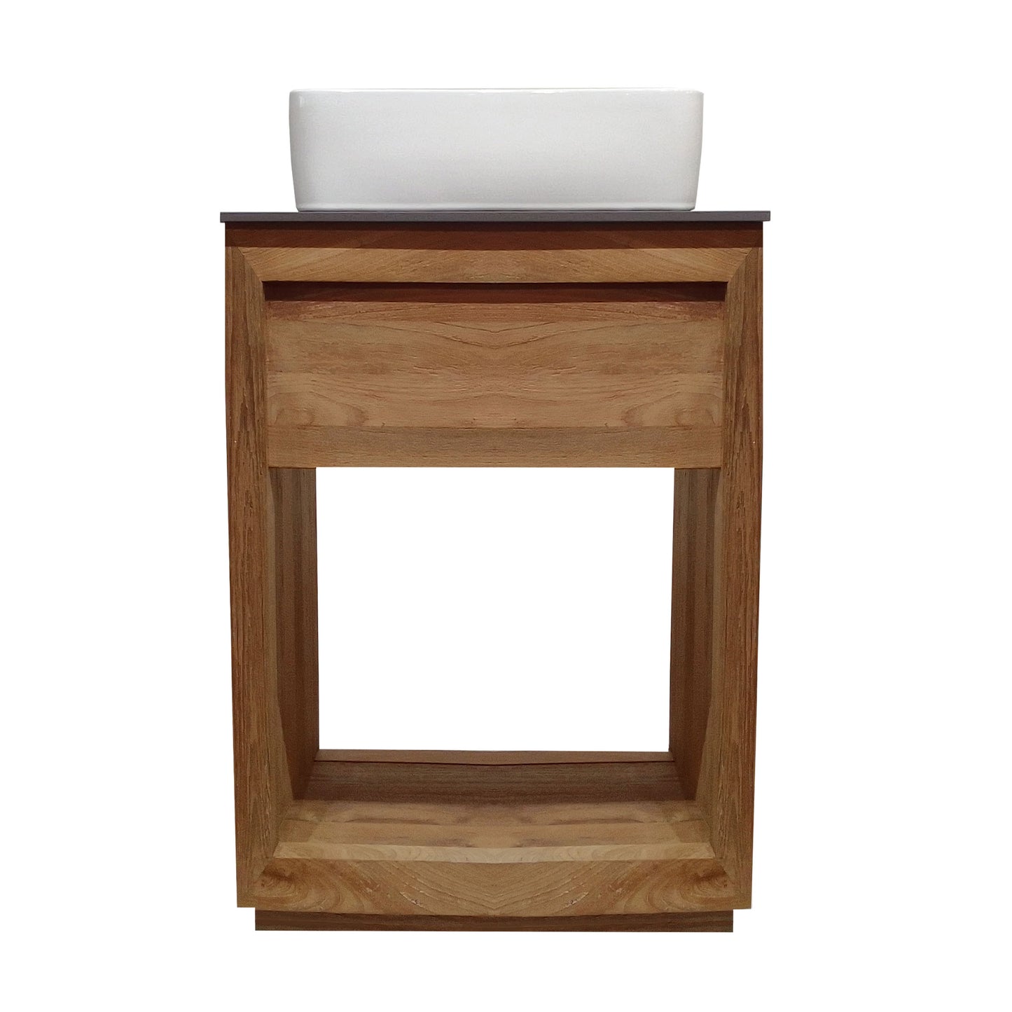 Swiss Madison, Rennes 24" Reclaimed Wood Vanity in Walnut with Slate Countertop and Single Hole Vessel Sink