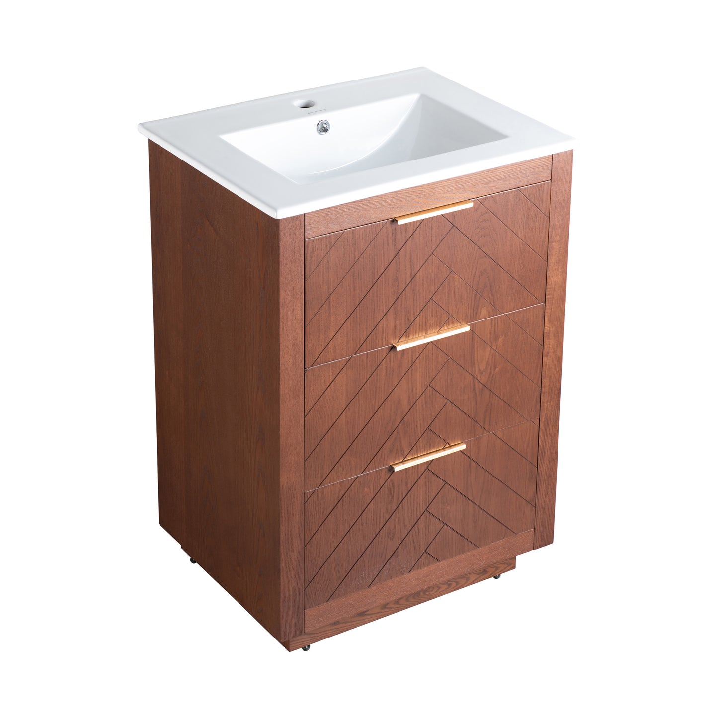 Swiss Madison, Daxton 24" Freestanding Bathroom Vanity in Brown Oak with Sink Top