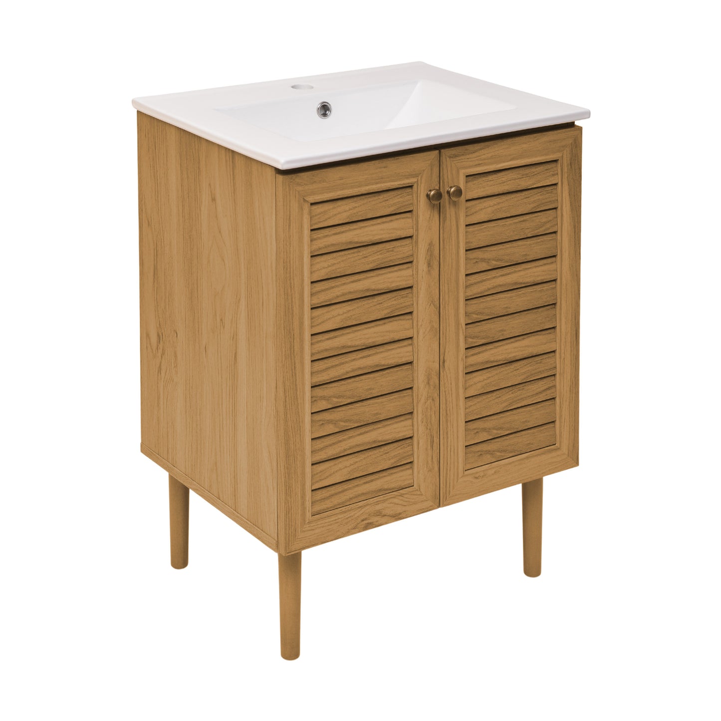 Swiss Madison, Bron 24" Freestanding Bathroom Vanity in Golden Oak with Sink Top