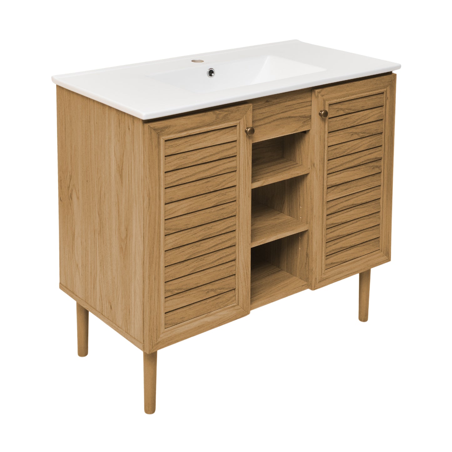 Swiss Madison, Bron 36" Freestanding Bathroom Vanity in Golden Oak with Sink Top