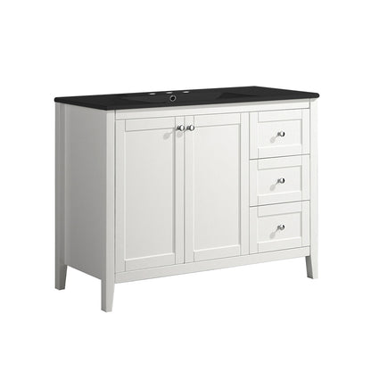 Swiss Madison, Cannes 48 in. White Bathroom Vanity With Black, 3-Hole Ceramic Sink Top