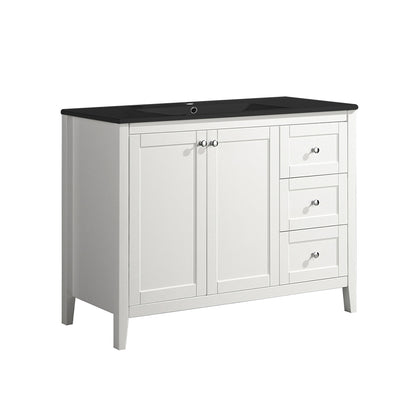 Swiss Madison, Cannes 48 in. White Bathroom Vanity With Black Ceramic Sink Top