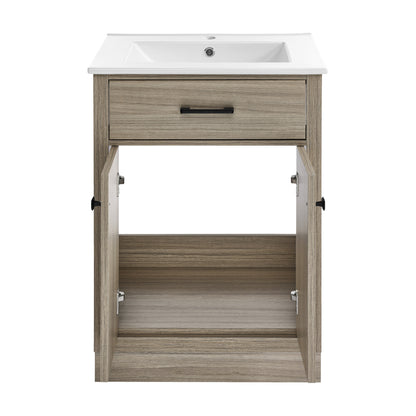 Swiss Madison, Burdon 24" Freestanding Bathroom Vanity in Weathered Oak with Sink Top