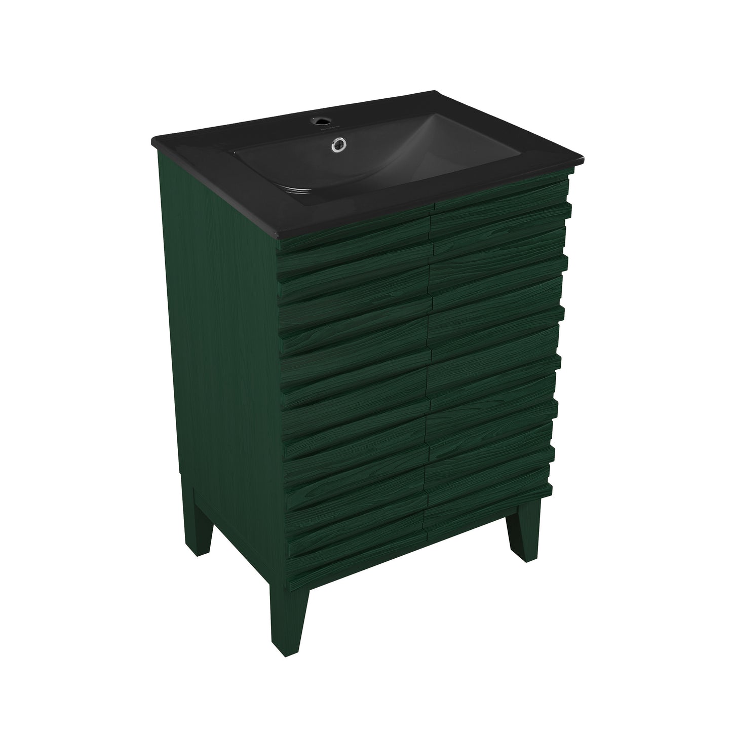 Swiss Madison, Cascade 24" Freestanding Bathroom Vanity in Green Oak with Black Sink Top
