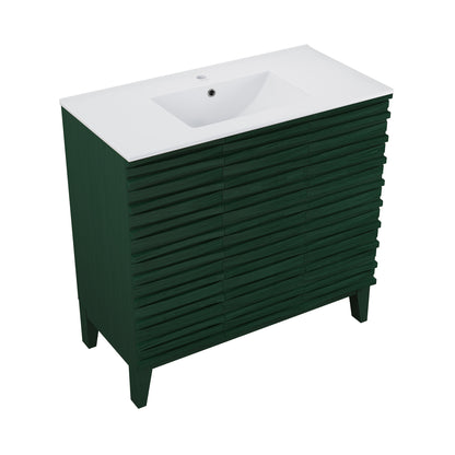Swiss Madison Cascade 36-inch freestanding bathroom vanity in Green Oak — view 7