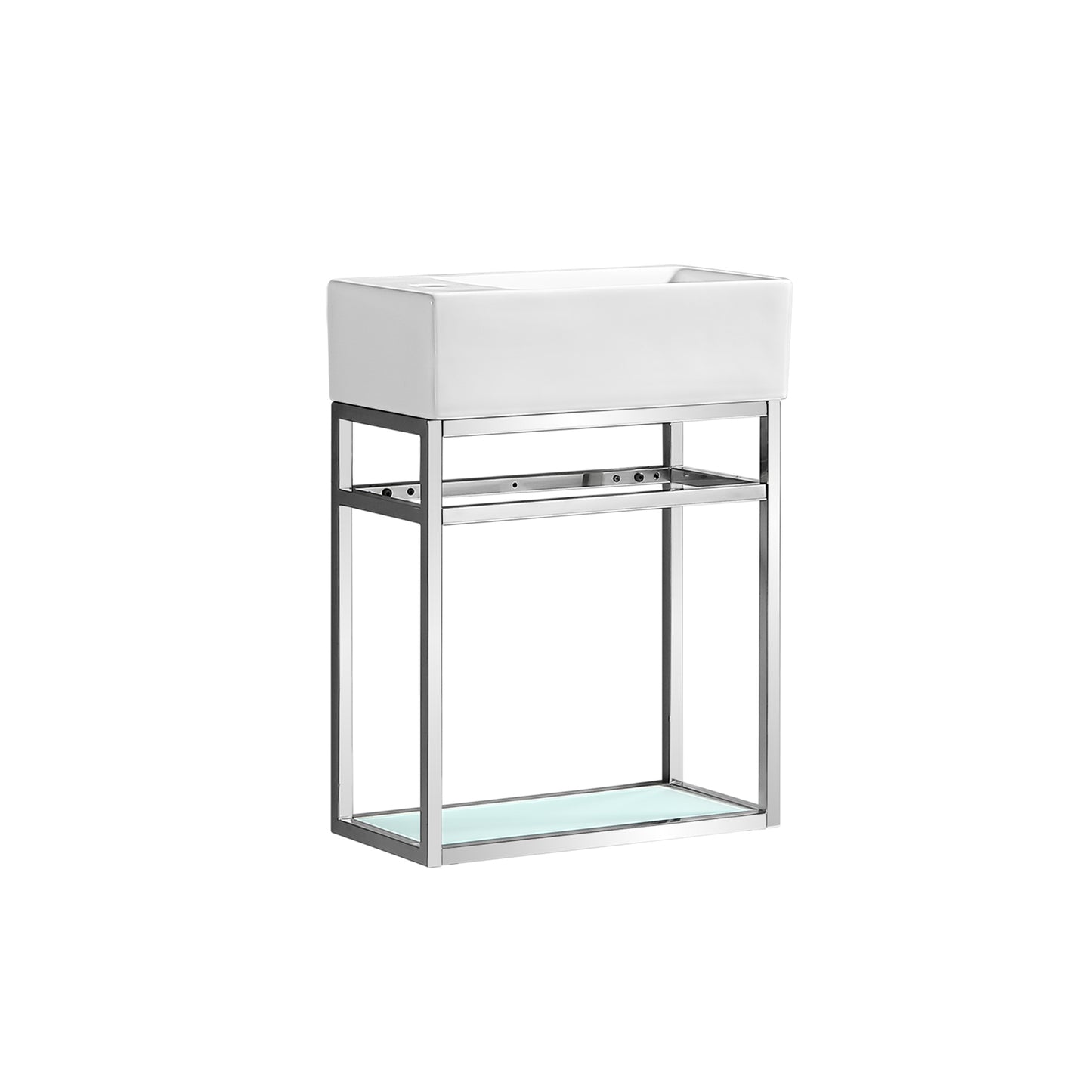 Swiss Madison, Pierre 19.5 Single, Open Shelf, Chrome Metal Frame Bathroom Vanity